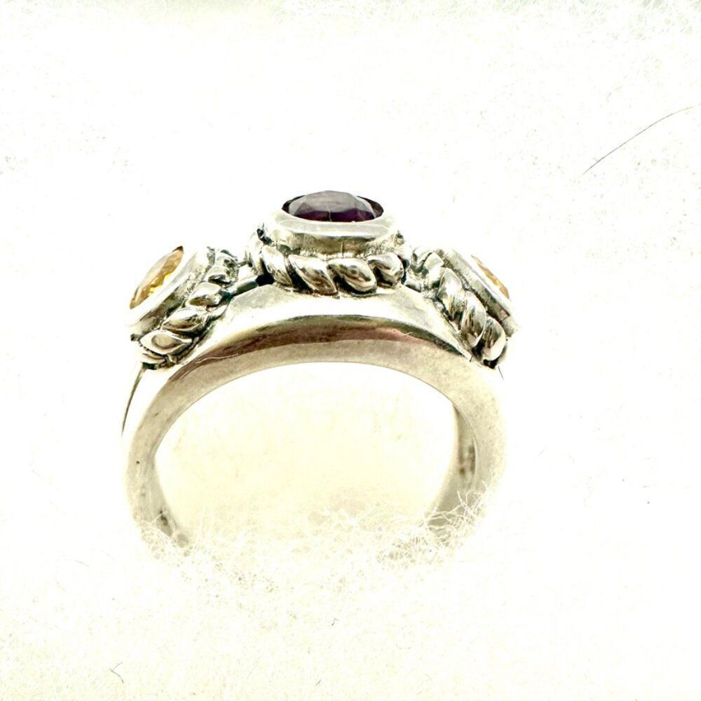 Amethyst and Citrine Sterling Silver Stamped 925 Ring Size 8.5 - Picture 2 of 6